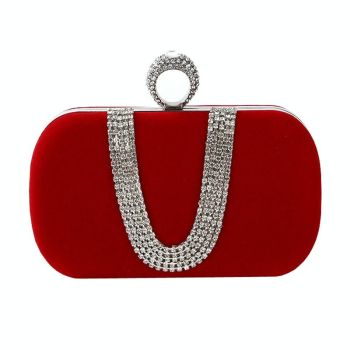 Embellished u Shape Evening Clutch for Ladies - Banquet Ready - Black