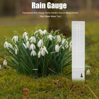 Outdoor Garden Rain Gauge - Transparent Plastic - 25x4.5x2.7cm