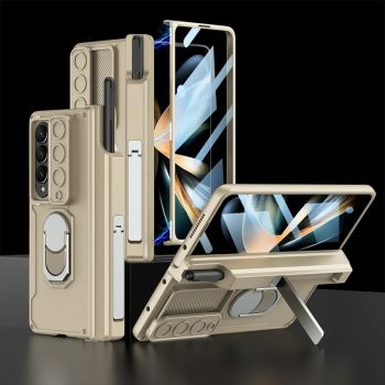 For Samsung Galaxy Z Fold4 5G Magnetic Phone Case With Pen Holder - Foldable - Black