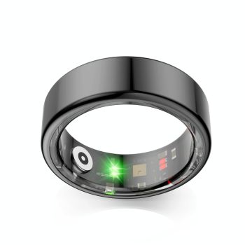 Smart Ring With Heart Rate Blood Oxygen Sleep Monitoring & Sports Modes - Size 9 - Black