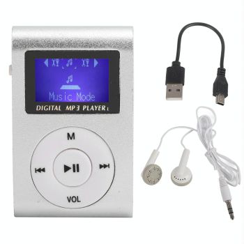 Metal Mini Mp3 Player + Earphones & Cable - Pink