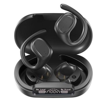 Waterproof Wireless Sports Bluetooth Earphones with Led Display - White