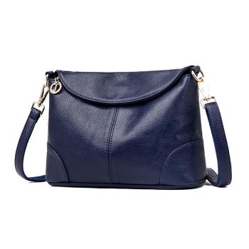 Stylish Soft Leather Shoulder Bag - Blue