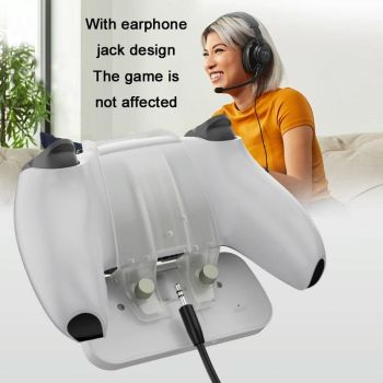 Wireless Bluetooth Gamepad with Headphone Jack for Ps5 - White