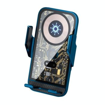 15w Fast Wireless Charger with Infrared Sensor for C10 Car Navigation - Transparent Stand - Gray