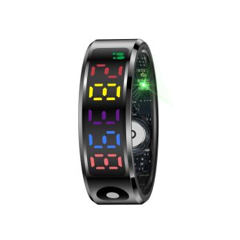 Smart Ring Heart Rate Blood Oxygen Sleep Sports Size 10 - Black