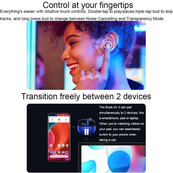 Blue Wireless Active Noise-cancelling Earbuds for Sports