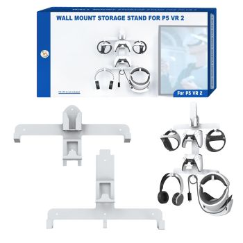 Wall Storage Bracket for Ps5 Vr2 Helmet / Headset / Handle / Remote Control - White