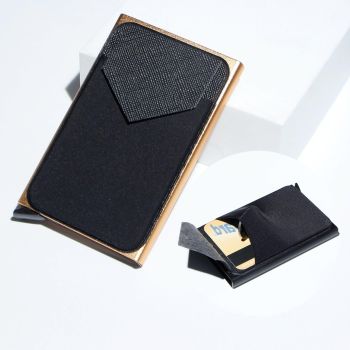 Compact Metal Card Holder with Rfid Protection - Black