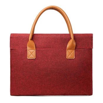 Lightweight Oxford Cloth Laptop Bag with Pu Handle - Portable - Red - 13.3 Inch