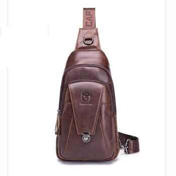 Men Leather Multi Function Shoulder Bag - Black