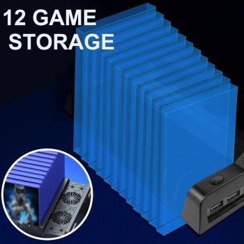 Vertical Cooling Stand with Dual Controller Charger for Ps4 - Black