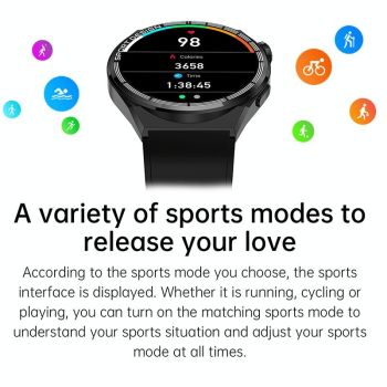 1.60 Inch Black Dial Silicone Band Ip68 Waterproof Smart Watch Support Bluetooth Call Black