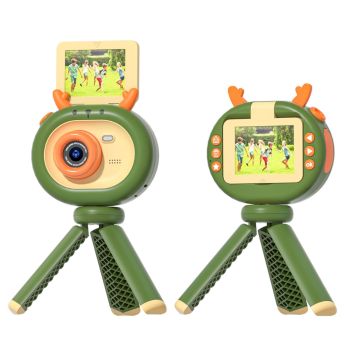 180-degree Flip-screen Cartoon Digital Camera with Stand 2.4-inch 1080p Hd - Violet