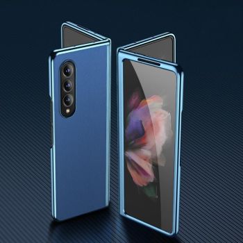 For Samsung Galaxy Z Fold4 5G Leather Plated Phone Cover - Black