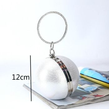 Chic Round Ball Clutch for Evening Events - Silver