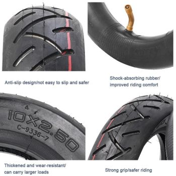 Upgrade your Ninebot Max G30 Scooter with 10x2.5 Inflatable Tire Kit - Black