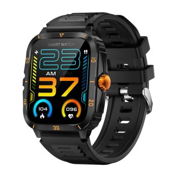1.96 Inch Hd Square Screen Rugged Smart Watch Supports Bluetooth Calls / Sleep Monitoring / Blood Oxygen Monitoring - Black + Silver