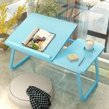 Adjustable Folding Laptop Desk with Cup Holder - Four-speed Lifting Table for Dorms - Pink