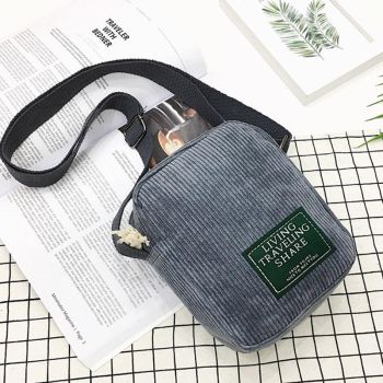 Striped Velvet Crossbody Bag Versatile & Simple - Black