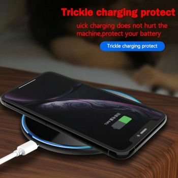 15W Round Acrylic Mirror Wireless Charger - Black