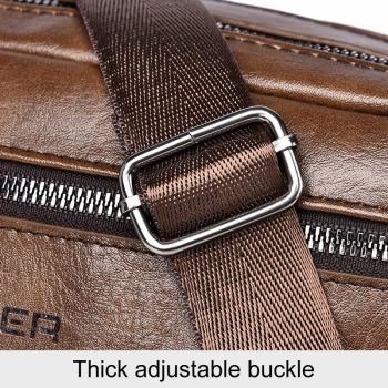 Large Capacity Men Crossbody Bag Casual Pu Handbag Black