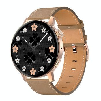 Smart Leather Watch With Colour Screen - Black