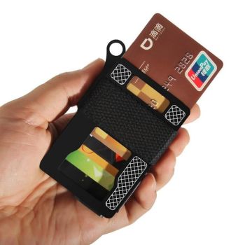 Metal Fabric Card Holder For Men Black
