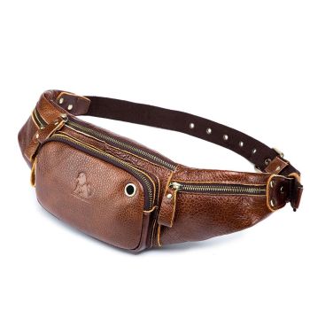 Vintage Leather Waist Bag For Men - Black