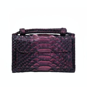 Chain Crossbody Bag with Snake Texture Print - 10 Blue