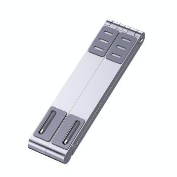 Portable Aluminum Notebook Stand - Compact Cooling Bracket - Grey