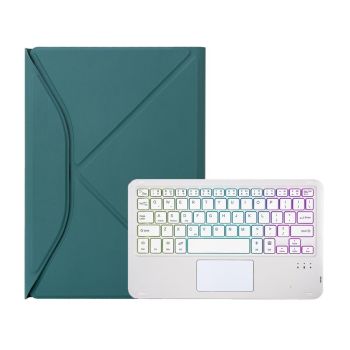 Touchpad Bluetooth Keyboard Leather Tablet Case With Pen Slot And Backlight - Black