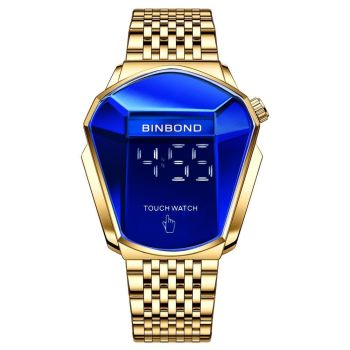 Black Steel Touch Screen Men Watch with Locomotive Concept - Black Steel Blue