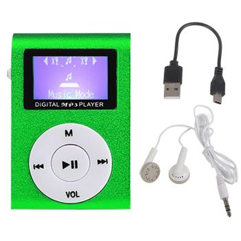 Metal Mini Mp3 Player With Screen Earphone+Cable - Pink