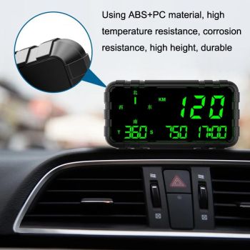 Universal Gps Head Up Display For Cars Speed Mileage Compass Black
