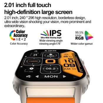 2.01 Inch Waterproof Smart Watch With Bluetooth Call & Health Tracking - Orange