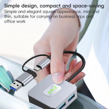 4-In-1 Usb-C To Usb 3.2 4-Port Hub Adapter Grey