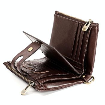 Men Rfid Leather Wallet with Card Slots - Brown