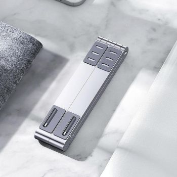 Foldable Aluminum 3-in-1 Phone Tablet Stand - Portable Storage - Grey