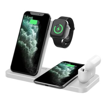 Foldable 4 In 1 Wireless Charger For Mobile Devices - Black