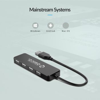 4-Port Usb 2.0 Hub Converter Black