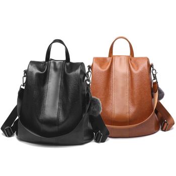 Stylish Vintage Leather Backpack for Women - Chic Design - Black