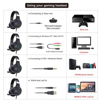 Rgb Stereo Gaming Headset With Mic Black