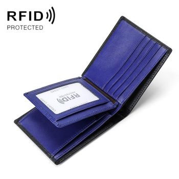 Leather Rfid Blocking Tri-fold Wallet - Brown