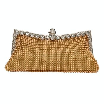 Rhinestone Evening Clutch for Ladies - Beaded Banquet Bag - Black