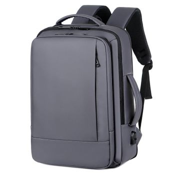 Waterproof Expandable Laptop Backpack with Usb Port - Black