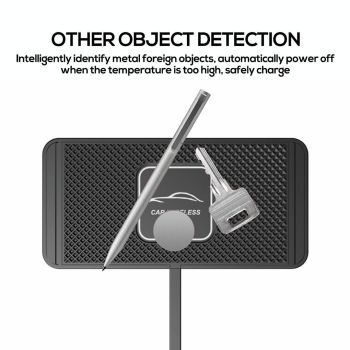 15w Car Wireless Charger with Anti-skid Mats and 1m Usb Cable - Black