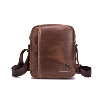 Men Leather Shoulder Bag Casual Mini Diagonal - Black