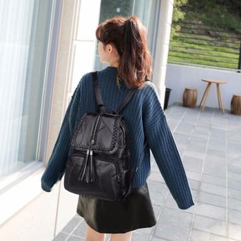 Simple Black Pu Leather Shoulder Bag For Women