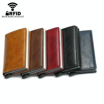 Anti Magnetic Rfid Leather Metal Wallet Universal Fit Black - Black